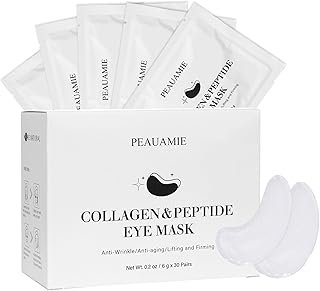 PEAUAMIE Under Eye Patches Collagen and Peptide Eye Mask for Dark Circles and Puffiness,Face Mask Skin Care Products 30 Pairs