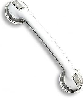 Safe-er-Grip Changing Lifestyles Suction Cup Grab Bars For Bathtubs & Showers; Safety Bathroom Assist Handle, White & Grey, 16 Inches