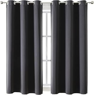 ChrisDowa Grommet Blackout Curtains for Bedroom and Living Room - 2 Panels Set Thermal Insulated Room Darkening Curtains (Dark Grey, 42 x 63 Inch)