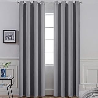 Yakamok Room Darkening Gray Blackout Curtains 84 Inch Long Light Blocking Thermal Insulated Window Treatment Grommet Drapes for Bedroom Living Room, 52W x 84L, Grey Curtains, 2 Panels