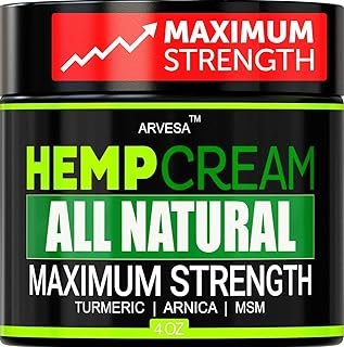 Natural Hemp Cream - Maximum Strength Gel - Hemp Cream with Arnica, MSM, Glucosamine, Menthol, Aloe, Turmeric, Boswellia - Fast Absorption, Non-Greasy, Lightweight - Advanced Formula - 4 oz