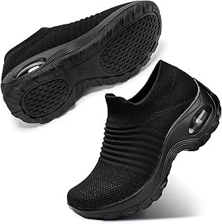 Walking Shoes Women Slip on Sneakers Non Slip Work Arch Support Tennis Plantar Fasciitis Orthopedic Breathable Mesh Comfortable Ladies Nursing