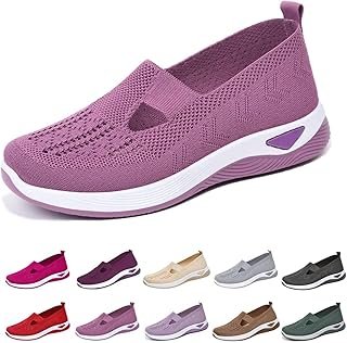 Orthopedic Walking Shoes for Women,2026 New Orthowalkway Womens Shoes,Woven Orthopedic Breathable Walking Sneaker Non-Slip Arch Support Slip on Shoes