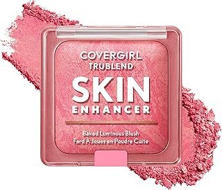 COVERGIRL TruBlend Skin Enhancer Baked Luminous Blush, with Hyaluronic Acid & White Rose Extract, Blends Seamlessly - Please Please Pink (Bright Pink with Light Swirls)