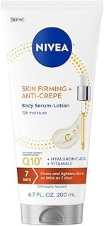 NIVEA Skin Firming & Anti Crepe Body Serum-Lotion with Q10, Hyaluronic Acid and Vitamin C, Skin Firming Body Lotion for Crepey Skin, 72-Hour Moisture, 6.7 Fl Oz Tube