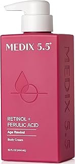 Medix 5.5 Retinol Body Lotion Firming Moisturizer | Crepey Skincare Treatment | Retinol Body Cream | Anti Aging Firming Cream For Women Targets Look Of Crepe Skin, Wrinkles, & Sagging Skin, 15 Fl Oz