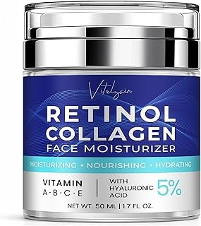 Face Moisturizer for Aging Skin: Wrinkle Cream for Older Women and Men 50 and 60 plus with Retinol, Collagen and Hyaluronic Acid – Facial Moisturizer for Mature Skin, 1.7 fl. Oz (Medium, Unscented)