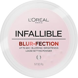 L'Oreal Paris Infallible Blur-fection Longwear Loose Setting Powder, Blurring Face Powder With Up to 24HRs of Wear, Brightening Light Pink, 1 Kit