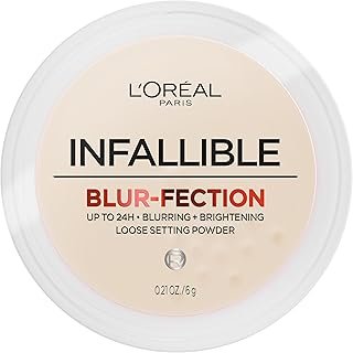 L'Oreal Paris Infallible Blur-fection Longwear Loose Setting Powder, Blurring Face Powder With Up to 24HRs of Wear, Translucent Light, 1 Kit