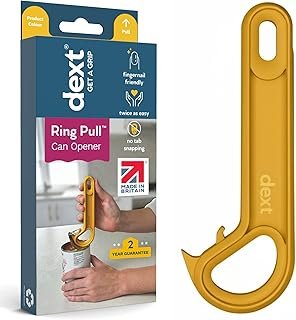 Dext - Ring Pull Can Opener, Pop Can Opener for Seniors, Arthritis, and Parkinson’s, Easy Open, Ergonomic Handle with Comfortable Grip. Perfect for Soda, Pet Food, and More (Apricot)