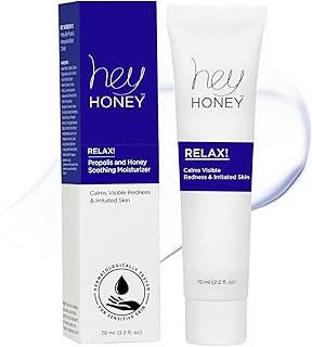 Hey Honey Skincare Relax - Instant Rosacea Relief Cream for Sensitive Skin | Calming Face Moisturizer for Facial Redness & Irritation | Dermatologist Tested, Oil-Free with Honey & Propolis | 2.2 Oz