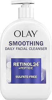 Olay Face Wash, Daily Facial Cleanser with Retinol, Peptides & Glycerin - Smoothing, Noursihes Skin Surface, Hydrates while Cleansing - Sulfate-Free, Paraben-Free, 16 Oz