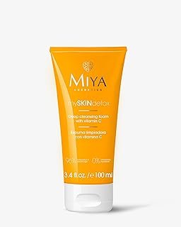 MIYA Cosmetics mySKINdetox Vitamin C Face Wash – Gentle Cleansing Foam for Sensitive Skin, Refreshing & Brightening Facial Cleanser – 3.4 oz