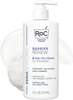 RoC Barrier Renew Gel to Foam Facial Cleanser, Sensitive Skin, non-drying