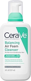 CeraVe Balancing Air Foam Face Wash, Foaming Facial Cleanser For Combination Skin, 8HR Oil Control + 24HR Hydration, Fragrance-Free & Non-Comedogenic, With Glycolysine™ & 3 Essential Ceramides, 8oz