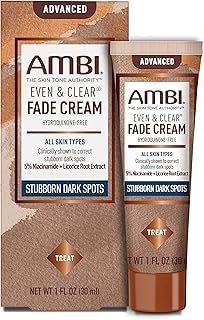 Ambi Even & Clear Advanced Fade Cream, Hydroquinone-free, Hyperpigmentation Treatment, Stubborn Dark Spot Corrector, Results In As Little As 2-3 Weeks, Niacinamide, Licorice Root Extract, PHA, 1 Fl Oz