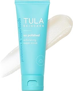 TULA Skin Care So Polished Exfoliating Sugar Scrub - Face Scrub, Gently Exfoliates with Sugar, Papaya, and prebiotic Extracts for a Softer and Radiant-Looking Complexion, 2.9 oz.