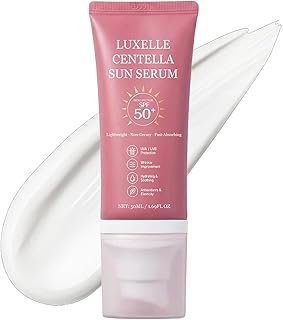 Luxelle Centella Sun Serum, Lightweight Korean Sunscreen, Spf 50+ Pa++++ with Centella Asiatica, Calming & Hydrating, Non-Greasy Finish for Sensitive Skin 50ml
