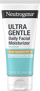 Neutrogena Ultra Gentle Daily Facial Moisturizer with SPF 30 Sunscreen with CICA, Lightweight Face Lotion with Broad Spectrum SPF 30 for Normal to Sensitive Skin, Fragrance-Free, 3.4 fl. oz