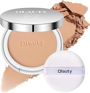 Mineral Powder Foundation with SPF 30+, 4-in-1 Mineral Sunscreen Pressed Powder for Face, Concealer & Finishing Compact Powder Makeup, Light-to-Medium Full Coverage, Matte Oil Control（#1 Medium）