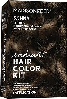 Madison Reed Radiant Hair Color Kit - 5.5NNA Dark Neutral Brown (Dosolo), 100% Gray Hair Coverage Permanent Hair Dye for Resistant Grays | PPD-Free & Ammonia-Free, 1 Pack