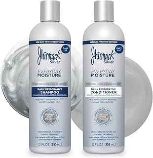 Jhirmack Silver Everyday Moisture Daily Restorative Shampoo and Conditioner Set | For all types of Silver, Grey, and White Hair | 12 fl oz each