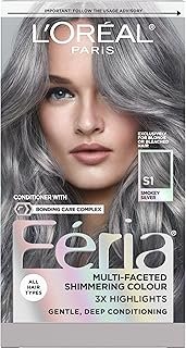 L'Oreal Paris Feria Multi-Faceted Shimmering Permanent Hair Color, Smokey Silver, Pack of 1 Hair Dye Kit