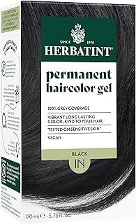 Herbatint 1N Black Permanent Hair Dye For Women - For Up To 100% Gray Coverage of Resistant Gray Hair - Ammonia-Free, Alcohol-Free & Vegan - Salon Influenced Hair color 5.75 fl oz