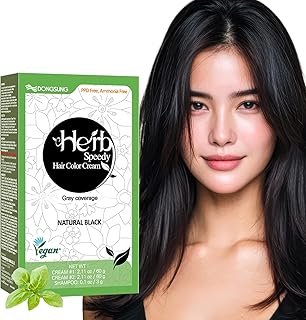 Dongsung Herb Speedy Color Cream Natural Black – Korean Herbal Vegan Hair Dye, PPD-Free, Ammonia-Free, Hypoallergenic – 100% Gray Coverage Odorless Dermatologically Tested Quick 20-Minute Application
