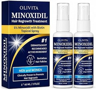 5% Minoxidil for Men and Women Hair Growth: Minoxidil Spray Hair Regrowth Treatment Serum with Biotin & Rosemary -Stop Hair Thinning and Hair Loss For Stronger Thicker Longer Hair 2 Pack