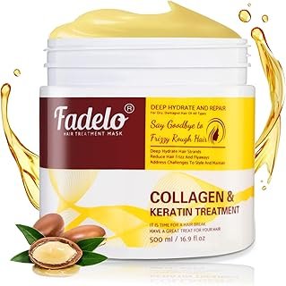 Keratin Hair Treatment, Deep Conditioning Hair Mask for Damaged Hair with Collagen & Keratin, Professional Hair Care Solution, 500ml (16.9 Fl Oz)