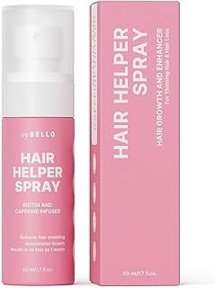 Trybello Hair Helper Spray | DHT Blocker Hair Growth Serum with Biotin, Castor Oil & Caffeine | Topical for Thicker, Fuller Strands | Anti Thinning, Vegan, Cruelty-Free Formula
