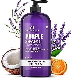 Botanic Hearth Purple Shampoo 16 Fl Oz | For All Shades Of Blonde, Silver & Gray Hair | With Lavender Oil, Vitamin E & Rosemary Oil | Sulfate & Paraben Free