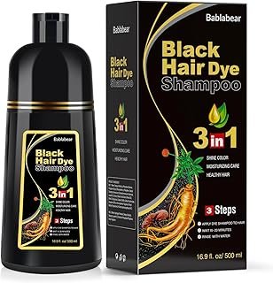 Bablabear Black Hair Dye Shampoo for Gray Hair,Hair Color Shampoo for Women and Men, Grey Coverage.500ml