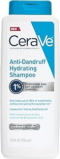 CeraVe Hydrating Anti Dandruff Shampoo, Itchy Scalp Treatment, 12oz | Helps Eliminate Flakes with 1% Pyrithione Zinc, Hyaluronic Acid, Niacinamide and Ceramides In A Sulfate Free Formula