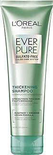 L'Oreal Paris Thickening Sulfate Free Shampoo, Thickens + Strengthens Thin, Fragile Hair, Hair Care with Rosemary Leaf, EverPure, 8.5 Fl Oz (Packaging May Vary)