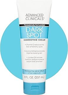 Advanced Clinicals Dark Spot Vitamin C Cream For Face, Hand & Body Lotion, Anti Aging Therapeutic Skin Care Moisturizer Lotion Reduces Appearance Of Age Spots, Blotchy Skin, & Wrinkles, Large 8 Fl Oz