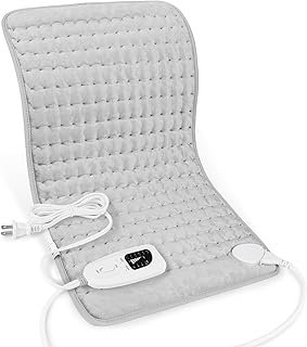 Deepsoon Heating Pad,Electric Heating Pads for Back,Neck,Abdomen,Moist Heating Pad for Shoulder,Knee,Arms,Legs,Dry/Moist Heat & Auto Shut Off,Christmas Gifts for Men and Women,Light Gray,24x12 Inch