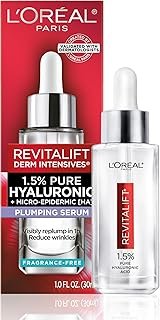 L'Oreal Paris Revitalift 1.5% Pure Hyaluronic Acid Serum for Face, Anti Aging Serum to Hydrate Skin & Reduce Wrinkles, Fragrance Free Skin Care for All Skin Types, 1 Oz