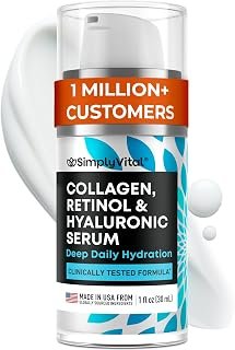 Retinol Collagen Face Serum - Anti-Aging Moisturizer for Women, 1 fl oz | Hyaluronic Acid Serum for Face, Neck & Décolleté, Deep Moisturizing Skin Care Complex, Hydrating Facial, Day & Night, Silky