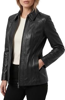 Women's Real Lambskin Leather Coats - Casual Style Long Genuine Leather Jackets for Women