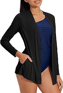 Women's UPF 50+ Cardigan Sun Shirts Long Sleeve Lightweight Sun Wrap with Pockets SPF UV Quick Dry