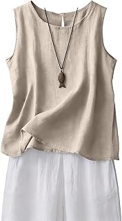 Cotton Linen Tank Tops for Women 2026 Summer Casual Comfy Sleeveless Linen Shirts Loose Lightweight Gauze Cami