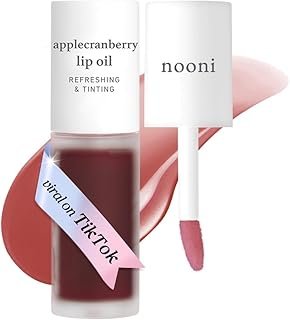 NOONI Korean Lip Oil - Applecranberry | Long-Lasting, Moisturizing, Plumping, Revitalizing for Dry Lips, Waterproof, No Peel Off, Hydrating Lip Stain, Stocking Stuffers Gifts For Teen Girls 0.12 FL Oz