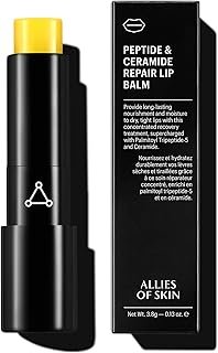 Allies of Skin Peptide & Ceramide Repair Lip Balm Treatment - with Palmitoyl Tripeptide-5, Ceramide NP, Sea Buckthorn, Avocado & Sunflower Seed Oil, Shea Butter, Vitamin C & E. 3.8g/ 0.13 oz