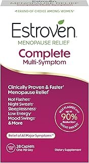 Estroven Complete Multi-Symptom Menopause Supplement for Women, 28 Ct., Clinically Proven Ingredient Provide Menopause Relief & Night Sweats & Hot Flash Relief* Drug-Free & Non-GMO