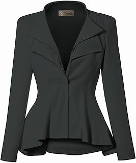 Women's Casual Work Office Dressy Double Lapel Single Button Peplum Comfortable Blazer