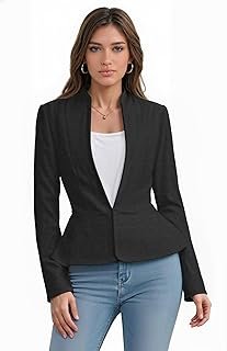Women's Casual Work Office Elegant Open Front Premium Nylon Blazer Jacket