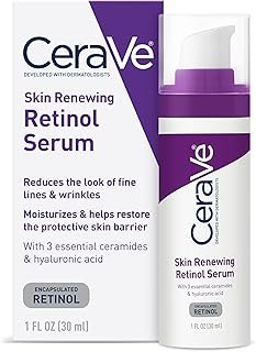 CeraVe Anti Aging Retinol Serum For Face, Encapsulated Retinol With Hyaluronic Acid, Niacinamide & Ceramides, Smooths Wrinkles & Fine Lines, Gentle Skin Brightening Serum, Fragrance Free, 1 Oz