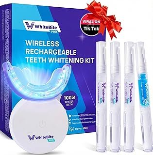 Whitebite Pro Teeth Whitening Kit for Sensitive Teeth – 32X LED Light + 35% Carbamide Peroxide Gel + Remineralizing Gel | Dental-Grade Whitening at Home